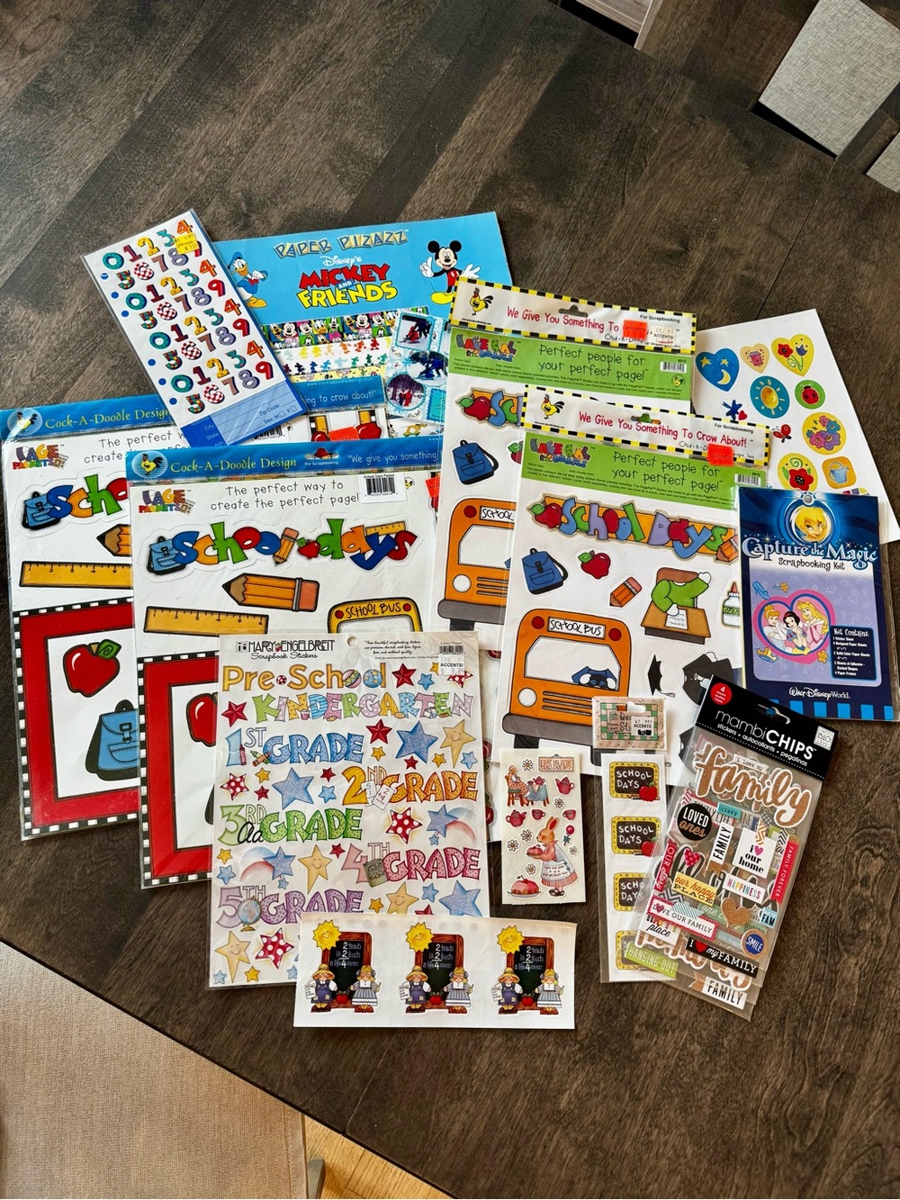 NWT Scrapbook Pages Stickers School Days Disney Mickey Princess Vintage Bundle